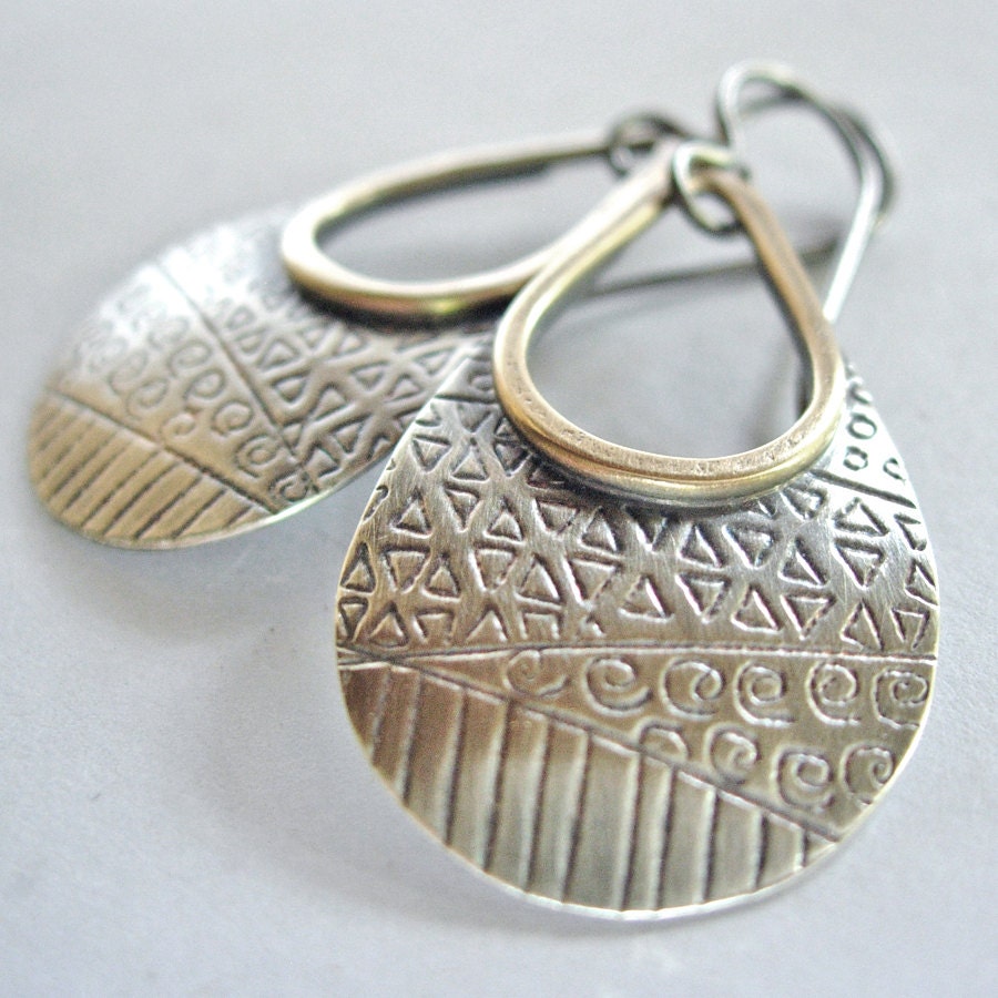 Sterling Silver and Brass Dangle Earrings