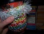 Rainbow Crochet Coffee Cup Cozy, OOAK Coffee Cup Sleeve, Santa Fe, Teacher's Gift or Stocking Stuffer for the Coffee Lover