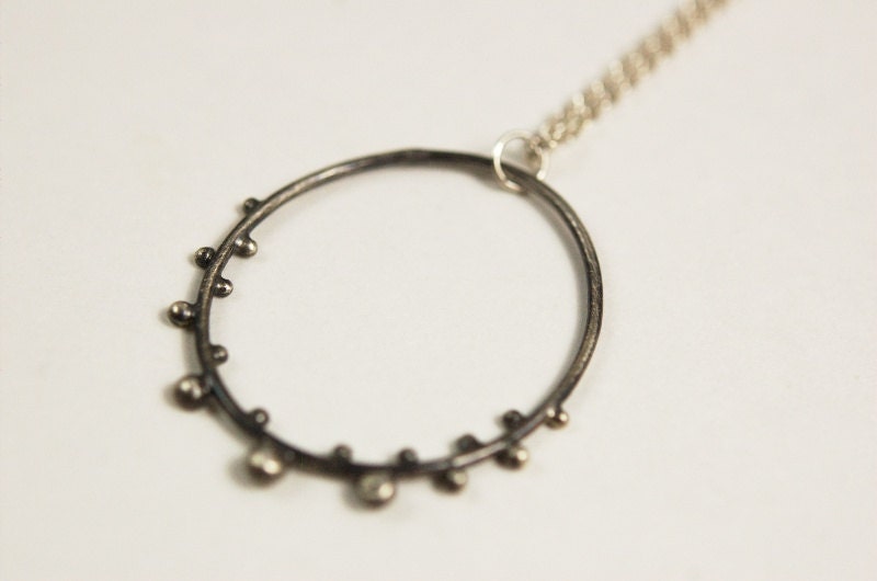 Dewdrop Necklace - Oxidized Sterling Silver Necklace Pendant - made to order - statement