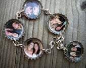 5 Charm Custom Photo Bottle Cap Linked Bracelet