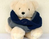 Crochet cowl blue grey circle scarf navy neckwarmer dark gray two toned round thick wide neckwear winter washable handmade