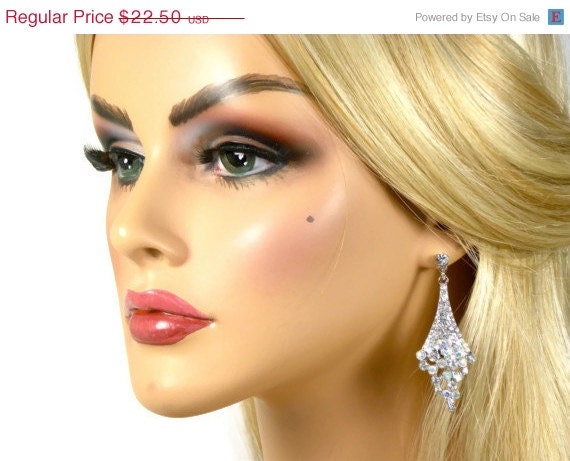 ON SALE Bridal Earrings, Dangle Earrings, Crystal Rhinestone Earrings, Wedding Jewelry, Bridal Accessories