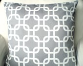 Pillow Decorative Pillows Accent Pillows Throw Pillow Cushion Covers Gray White Gotcha BOTH SIDES - Pair of Two 18 x 18