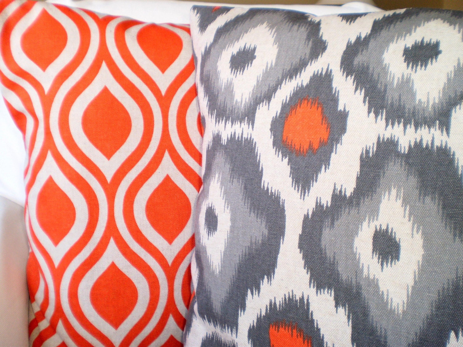 Throw Pillows Decorative Pillows Accent Pillows Cushion Covers Gray Orange Natural BOTH SIDES - Combo Set 18 x 18