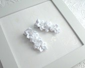 Flower Girl Hair Clips - White Satin Flower Hair Clips for First Communion, Weddings, Special Occasions