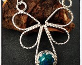 Sterling silver handmade pendant with chrysocolla cabochon, hallmarked