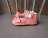 Baby Shoes Classic MaryJane Soft Sole Shoe with Knot in Papaya Orange Leather