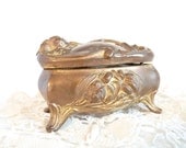 Victorian Art Nouveau Jewelry Casket Box Carnation