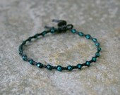 Peacock Blue and Black Single Wrap Bracelet Perfect Beach Jewelry
