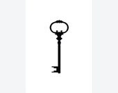 Antique Key Print  , 5x7inches, Black and White, Skeleton, Vintage,