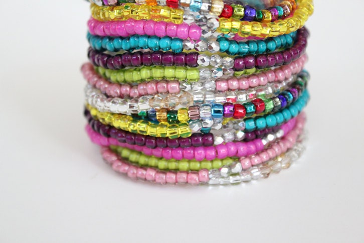 Beaded Bracelets - Candy Colored Stacking Bracelets - Festival Bracelets