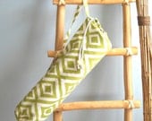 Yoga Mat Bag - Canvas, Lime and White Diamond Shape Design