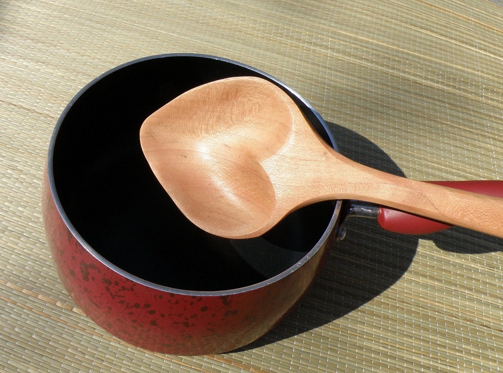 Heart Spoon Deep Dish Cherry Wood