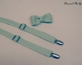 NEW Little Gentleman's Set- Double Bow Tie & Adjustable Suspenders- Specify the color you desire
