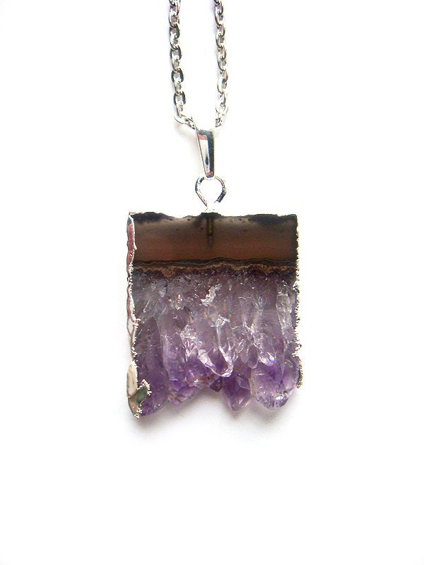 Silver Dipped Amethyst Necklace