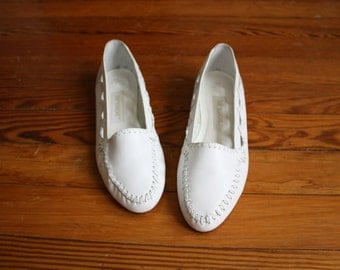 leather white flats