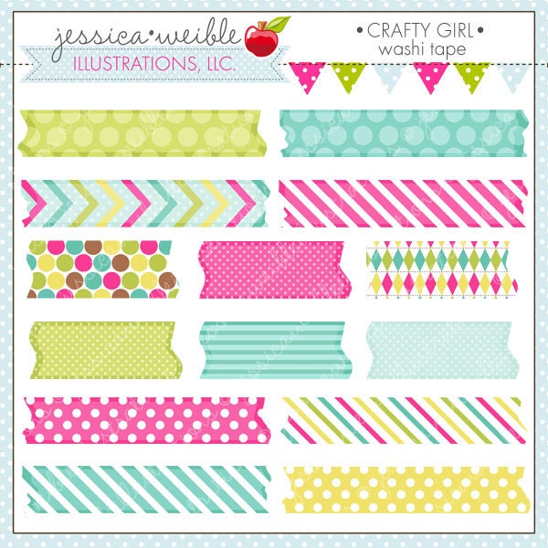 Crafty Girl Washi Tape Digital Clipart for Commercial or Personal Use, Digital Washi Tape, Scrapbooking Tape Il_170x135