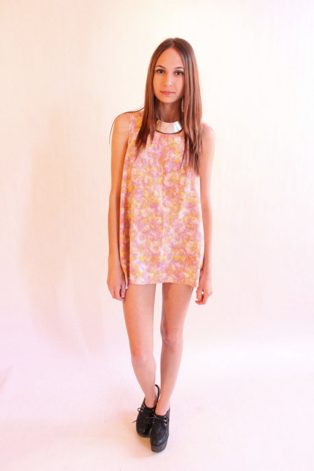 WAVERLY 70s Pastel Abstract Floral Handmade Retro Tent Tank