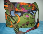 Abstract IKEA, Green, Orange, Blue Cross Body BAG, Medium Shoulder Purse, Travel Purse