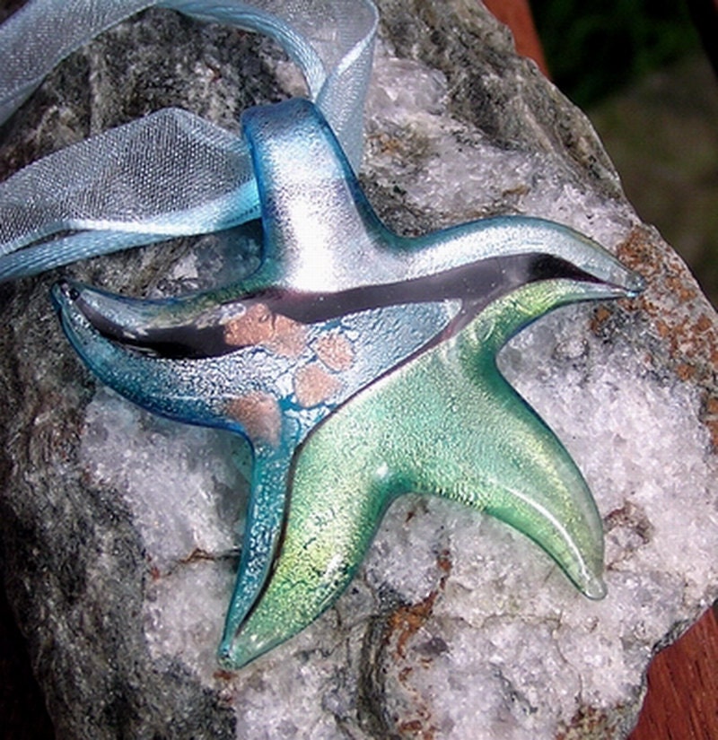 Glass Starfish Pendant - Murano Style -  Special Offer