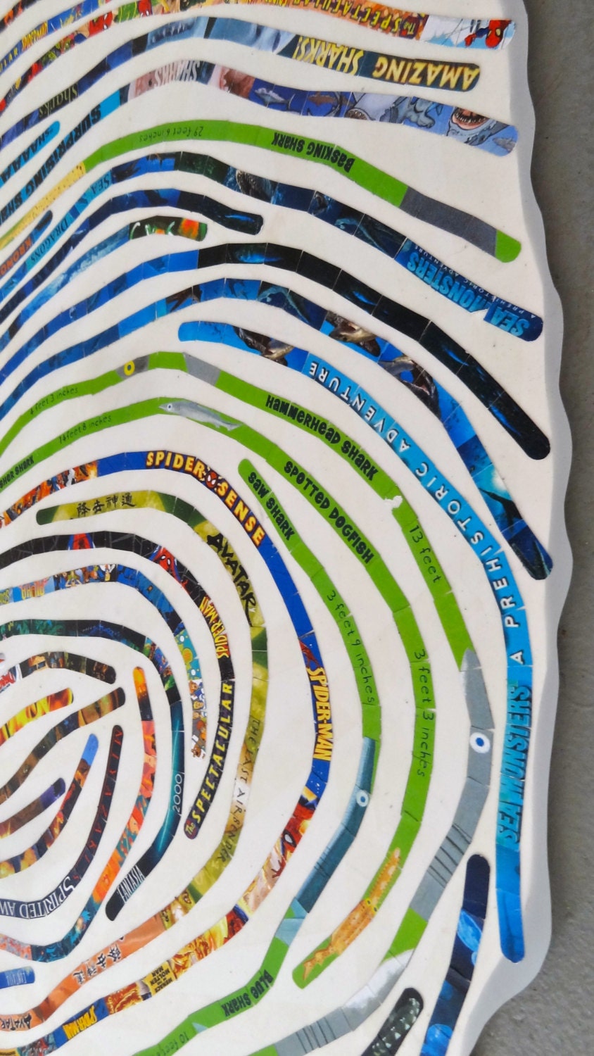 Kid's Colorful Custom Portrait - Using Your Child's Own Unique Thumbprint Pattern