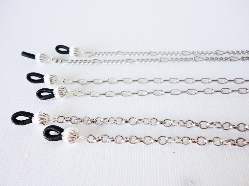eyeglasses neck chain silver color long chain handmade accessory