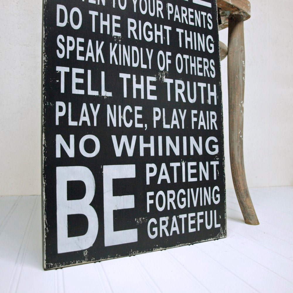 Subway Art Family Rules House Rules Wood Sign