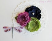 Berry Preppy, set of 3 mini flower clips