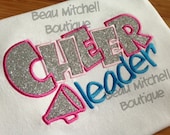 Cheer Leader with a megaphone applique embroidery design