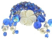Design Jewelry - Statement Jewellery - Cuff - OOAK- Mother of Pearl Beads -  Wedding Jewlery - Something Blue Ideas
