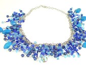 Blue Necklace - Blue Jewelry - Handmade Beaded Necklaces- Dyed Turquoise- Chalcedony - Blues, Aquas, Red, Rose, Gold, Silver Hues