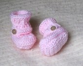 Crochet Baby Booties - 0 to 3 Months - Light Pink