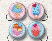 Ponytail Holders Set of 4 Your Choice Of Colorful Ice Cream Prints "Buy 3 get 1 Free"  008PT