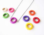Neon Jewelry - Simple Necklace, Customizable Colors, Stone, Purple, Pink, Orange, Red, Green, Yellow, White