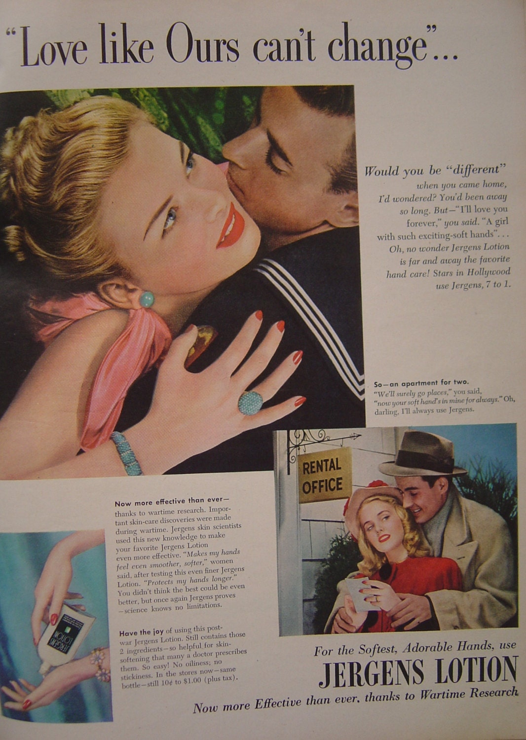 1946 Romantic Original Advertisement - Jergens Lotion