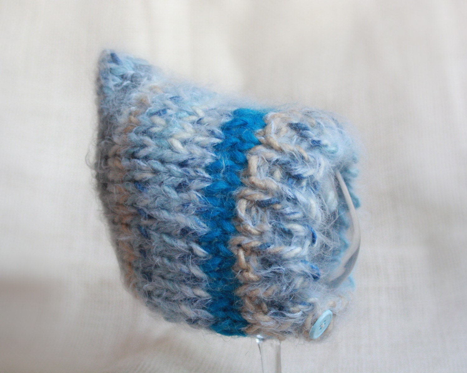Newborn Boy Photography Prop Hat - Blue Chinstrap Hat