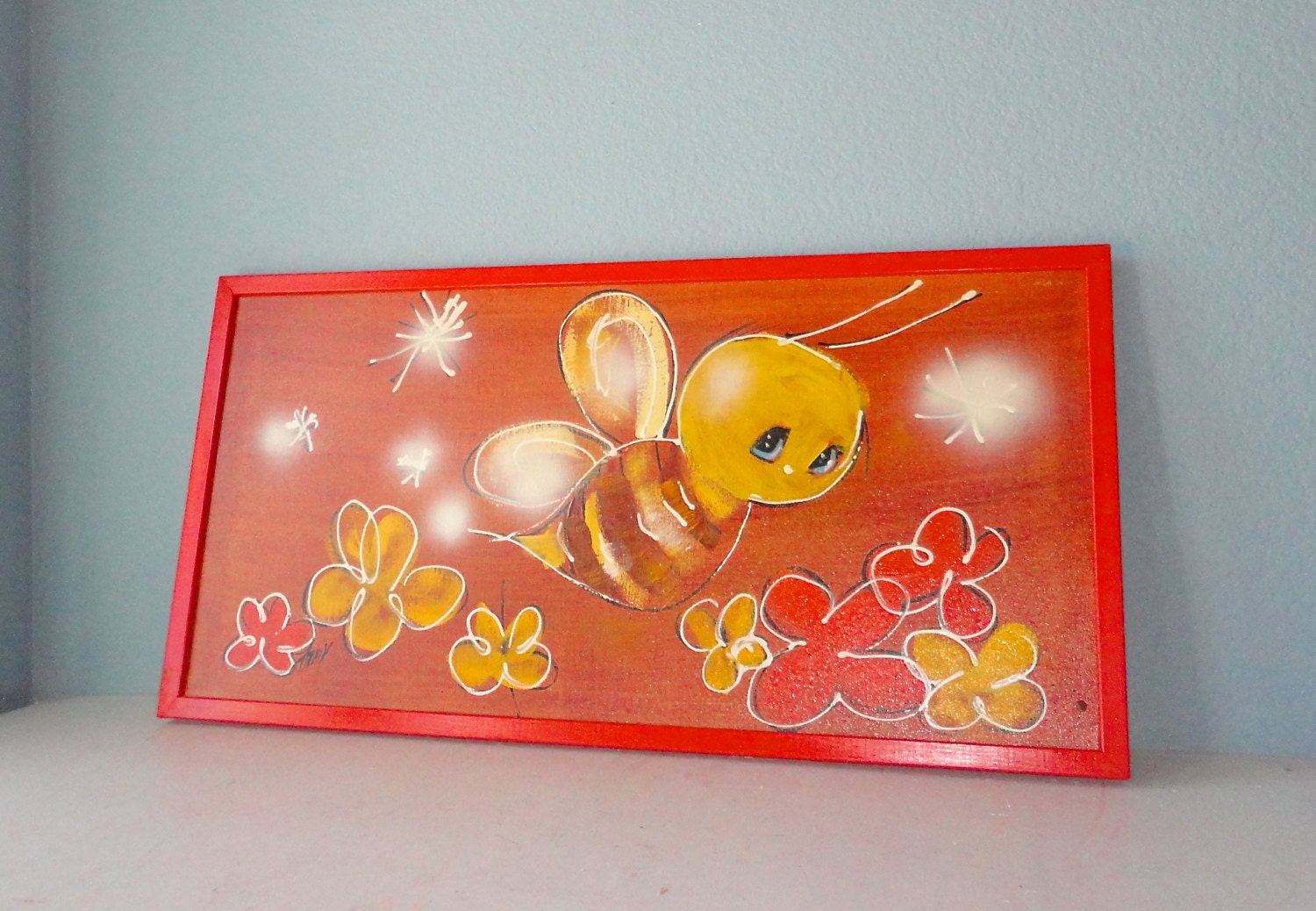 Sweet Bee Original Vintage Painting