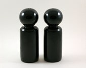 Sculptural Ceramic Salt and Pepper Shakers in Black -- Made in Italy