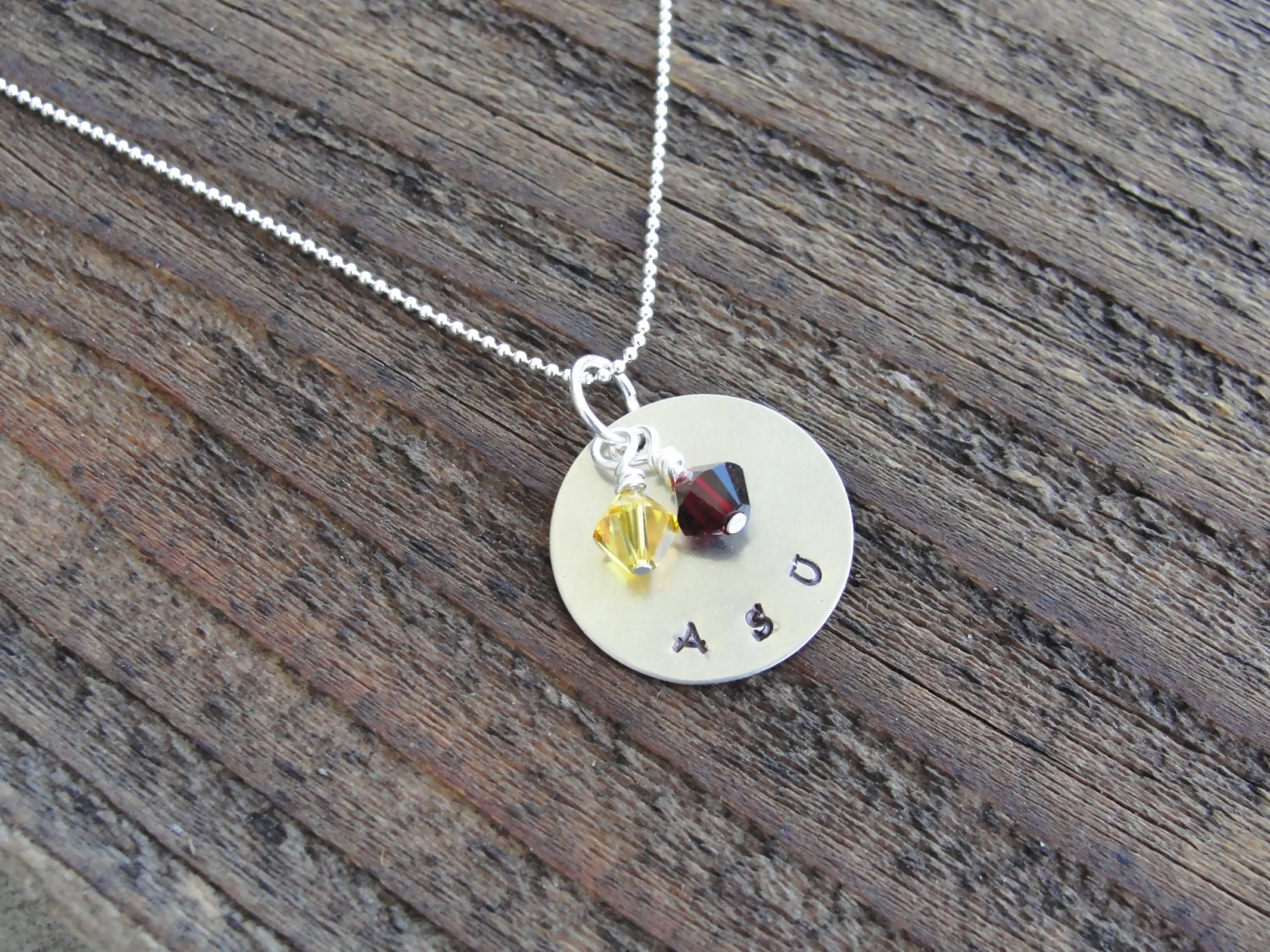 ASU Hand Stamped Metal Necklace