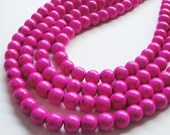 Pink Fuschia Howlite Round Beads 6mm /16 Inch Strand /Only Beads Not Finished jewelry