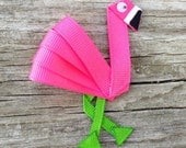 Pink Flamingo Ribbon Sculpture Hair Clip - Toddler Hair Clips - Girls Hair Accessories... Free Shipping Promo