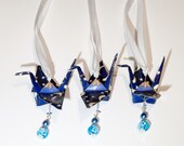 Monako Blue Peace Crane Ornament, Set of 3