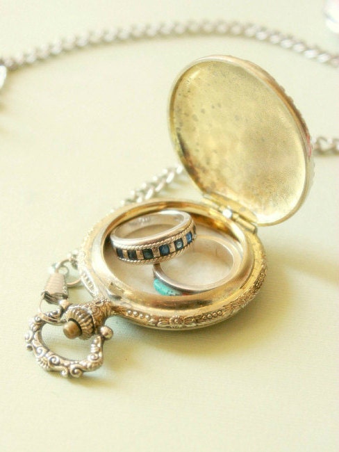 Vintage Pocket Watch Ring Bearer Pillow with Chain, sentinel, vintage pocket watch ring pillow,  'Carriage Ride'