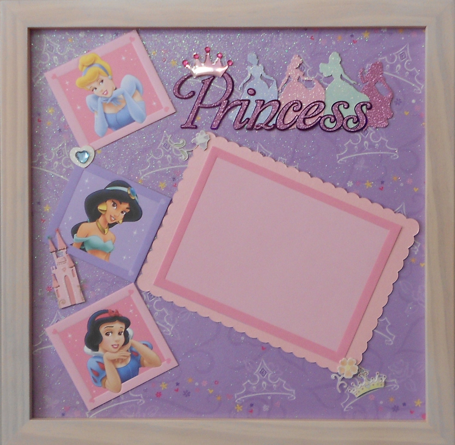 DISNEY PRINCESS Premade Memory Album Page (Shadow Box Frame Sold Separately)