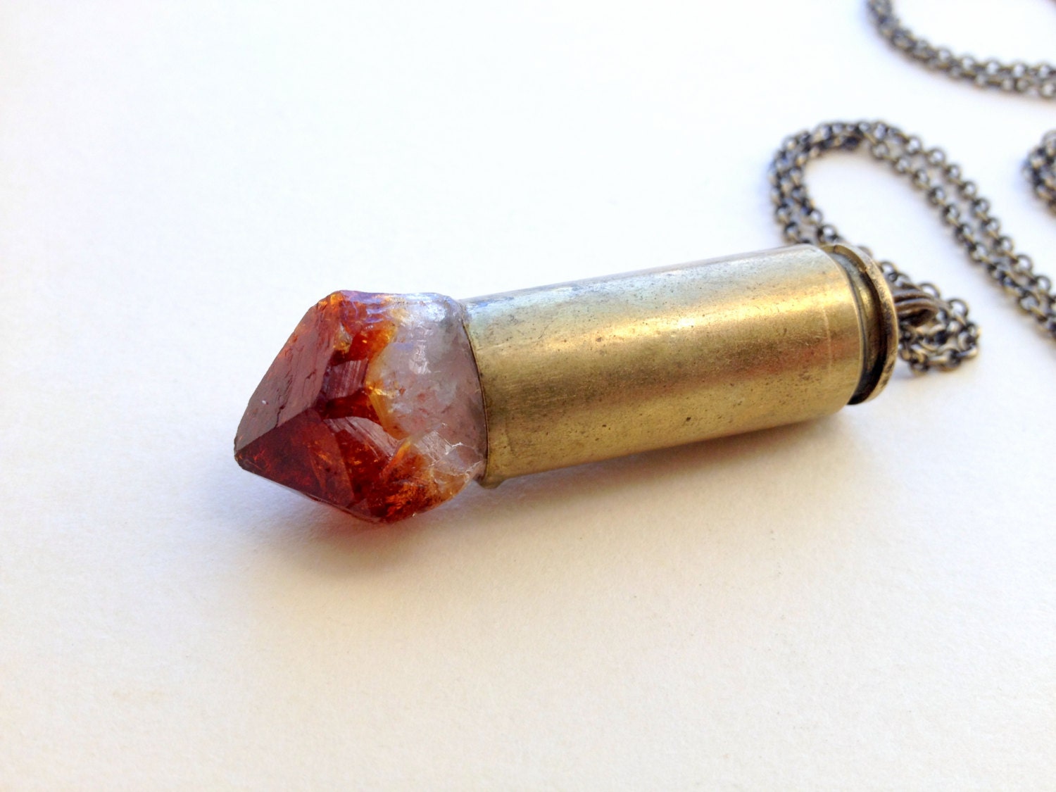 XL Citrine Bullet Necklace- OOAK