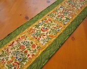 Quilted Table Runner Floral, Handmade Patchwork Quilted Tablerunner