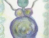 Gaia Earth Goddess Watercolor Blank Card