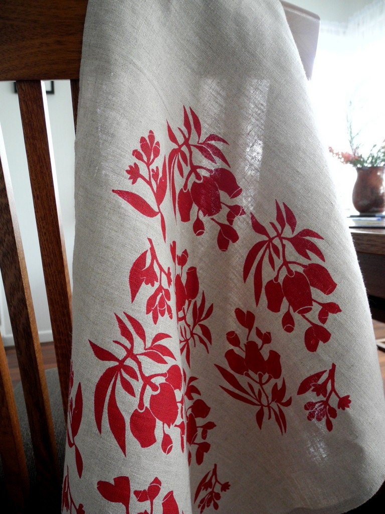 Linen Tea Towel - Hand Screen Printed