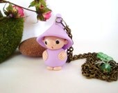 Gnome Necklace. Ivar the Swedish Sweet Gnome wants a Home. Metal combo brass and antique silver.