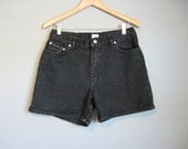Black High Waisted Jean Shorts Vintage Denim Medium